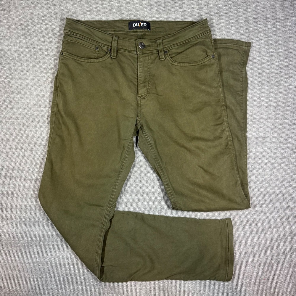DU/ER No Sweat Slim Fit Pants Olive Green‎ Mens 33x32 N2X MFNS1001